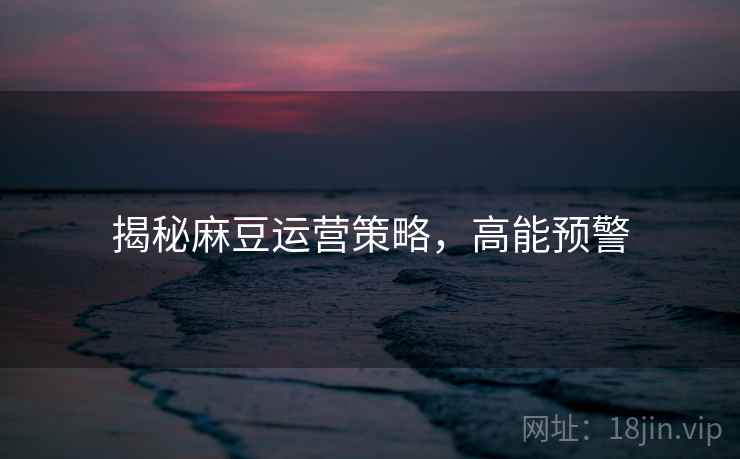 揭秘麻豆运营策略，高能预警